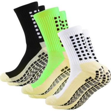 Imagem de Kit 3 pares Meias esportivas antiderrapante compressão Pilates idosos 