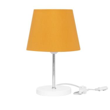 Imagem de Abajur Eros Dome Laranja Base Redonda Branco - MARRYLUZ