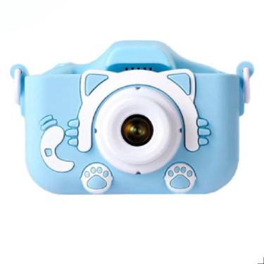 Imagem de Maquina Câmera Fotográfica Infantil Gatinho Tira Foto Azul