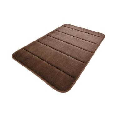 Imagem de Tapete De Banho Em Veludo Coral Com Padrão Geométrico, Antiderrapante,