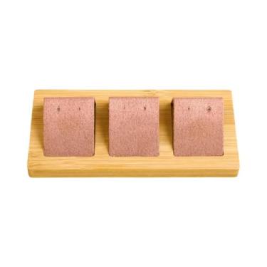 Imagem de Bandeja De Armazenamento De Joias Em Madeira De Bambu E Couro PU Avelu