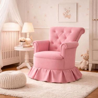 Imagem de Poltrona Balanço Amentação Quarto Confortável Descanso Sala Leitura Suede Rosa