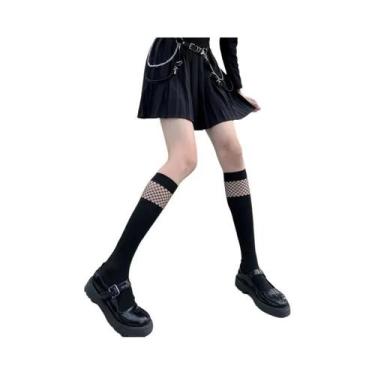 Imagem de Meias De Renda Com Tiras E Ponta Dividida Até O Joelho Para Meninas JK