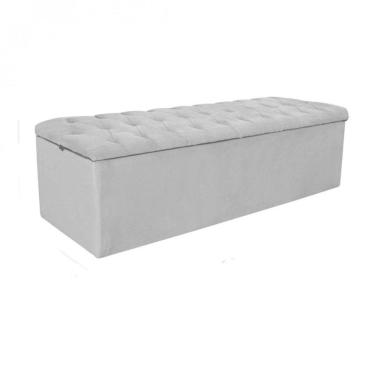 Imagem de Baú Recamier Sapateira Calçadeira King Branca 193cm Estofada Capitone