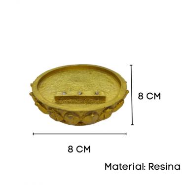 Imagem de Incensário Redondo 8cm 3 varetas Universal Dourado Resina