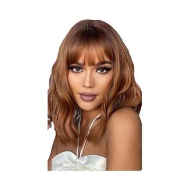 Imagem de Peruca Sintética Curta Lisa Loira Clara Para Mulheres, Estilo Bob, Res