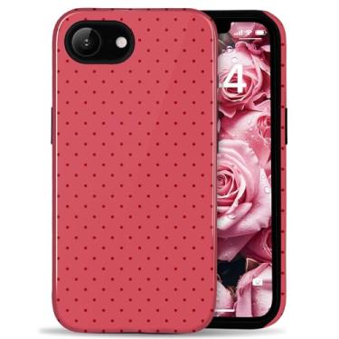 Imagem de Amzfield Capa compatível com iPhone 16e linda estampa retrô estética de bolinhas para dia dos namorados, mulheres, meninas, simples, feminina, chique, bonita, proteção híbrida de camada dupla, capa