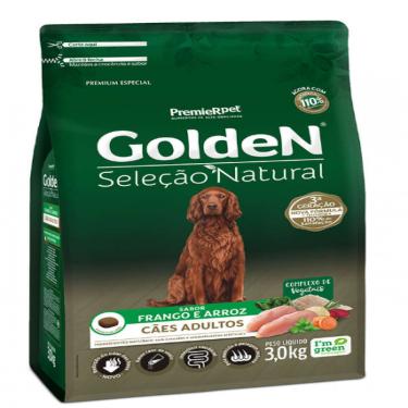 Imagem de Ração para Cães Adultos Sabor Frango e Arroz Seleção Natural Golden Premier Pet 3Kg