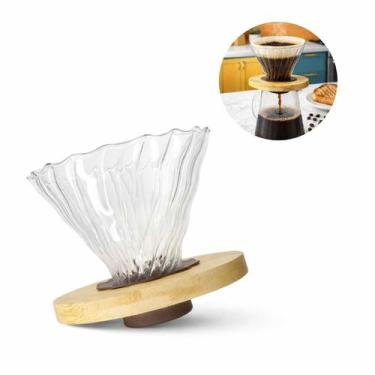 Imagem de Coador de Café de Vidro Borossilicato 102 Base de Madeira Capacidade 2