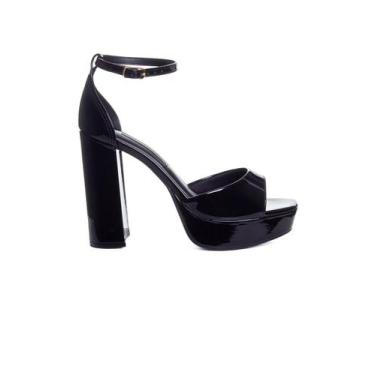 Imagem de Sandália Via Marte Salto Bloco Alto Preto, 37