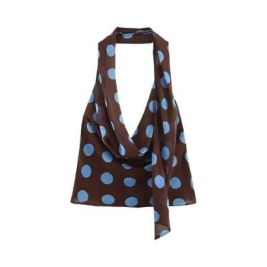 Imagem de Conjunto Feminino De Saia Midi Poá E Top Halter Com Lenço Chique Para 