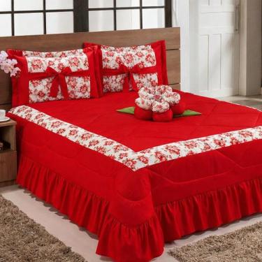 Imagem de Kit Cobre Leito Amazonas Casal Super King 04 Peças - Vermelho - Ateliê