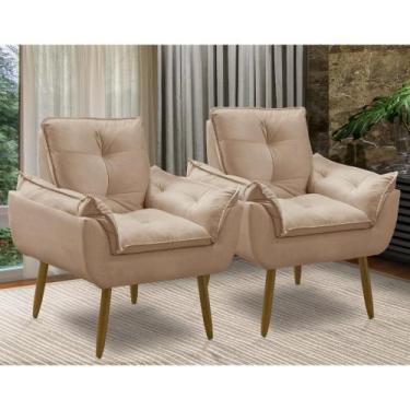 Imagem de Kit 2 Poltronas Decorativa Opala Luxo Suede Confortável Pés Palito - A