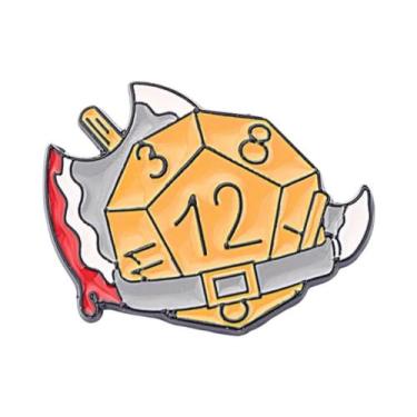 Imagem de Broche De Metal Esmaltado D20 Em Formato De Dado De Desenho Animado Cr