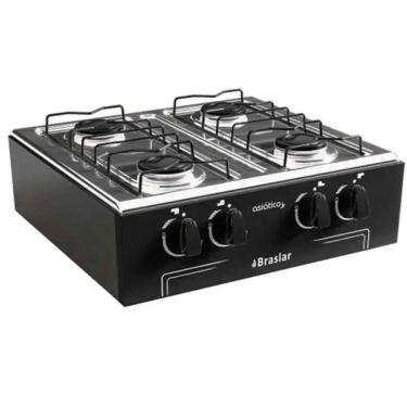 Imagem de Fogão Cooktop Gás Asiático Jr 4 Bocas Preto Braslar Bivolt