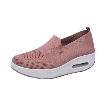 Imagem de Tênis Casuais Femininos Respiráveis Em Malha, Slip-On, Para Caminhada,