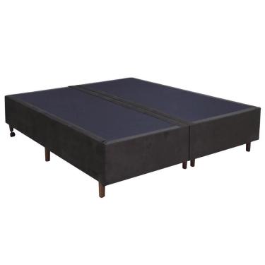 Imagem de Base Para Cama Box Casal Queen Size Bipartido 158cm Suede Liso Tower Nw Marrom - Gazin
