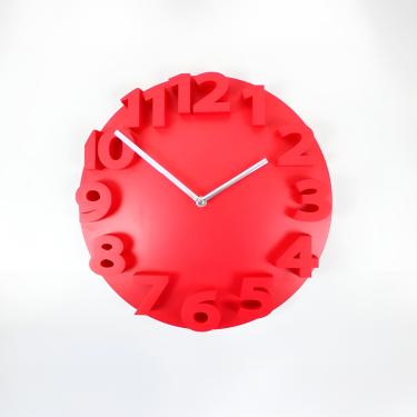 Imagem de Relógio de Parede 3D 30cm Vermelho – Design Moderno e Minimalista com Números Grandes | Sala Quarto
