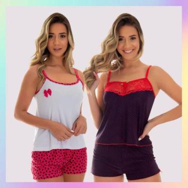 Imagem de Pijama Diversos Babydoll Shortdool Barato Short Liso Atacd. - Noite En