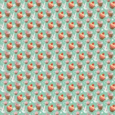 Imagem de Papel Parede Verde Claro Cupcake Festa Autocolante Cozinha