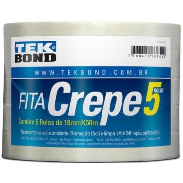 Imagem de Fita Crepe 18mmx50m Tekbond (Pacote Com 5 uni.)