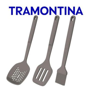 Imagem de Jogo De Utensílios Tramontina Softta Em Silicone 3 Peças  Escumadeira 