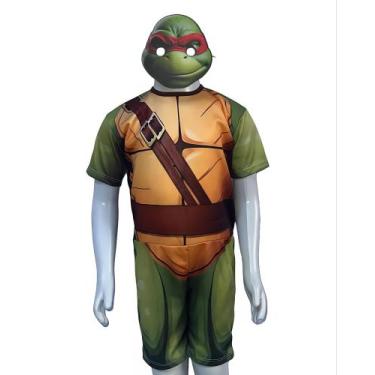 Imagem de Fantasia Infantil Roupa Tartarugas Ninjas Com Máscara 3D Envio Já ! - 