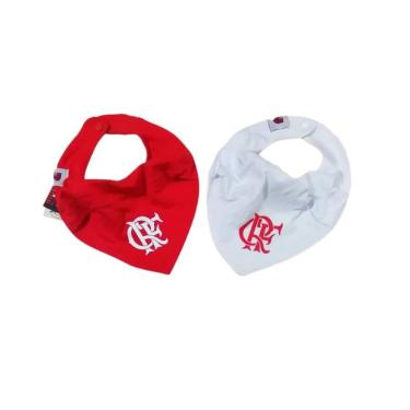 Imagem de Kit Babador Bandana Vermelho e Branco Flamengo Oficial