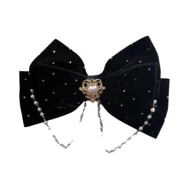 Imagem de Presilha De Cabelo Rosa Pérola Bico De Pato Para Meninas, Laço 3D De P