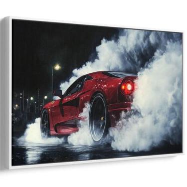 Imagem de Quadro decorativo Carro Vermelho Desafiando a Noite Urbana - Art Canva