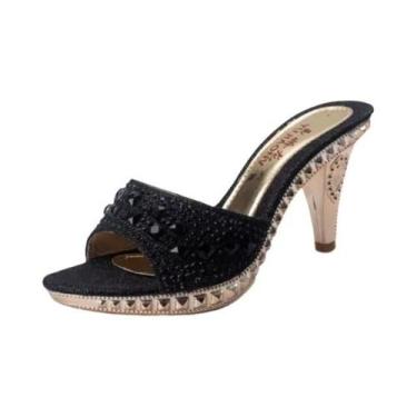 Imagem de Sandálias De Salto Alto Com Strass Para Mulheres, Douradas E Prateadas