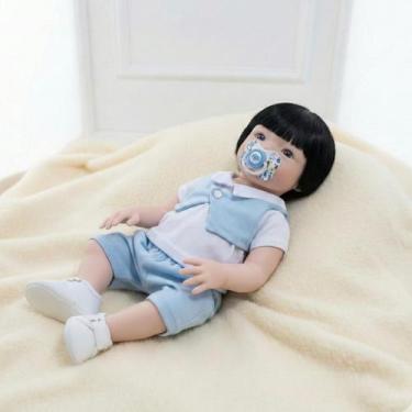 Imagem de Kit Bebê Reborn Menino 100% Silicone + Enxoval Principe Azul - Mamãe R