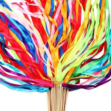 Imagem de Varinha de casamento Ribbon Chalyna com sinos 100 unidades multicolori