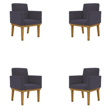 Imagem de Kit 4 Poltronas Nina Para Sala Recepção Courino Cinza Balaqui Decor