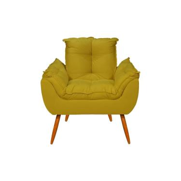 Imagem de Poltrona Decorativa Opala Suede Fibra Siliconada Amarelo Balaqui Decor