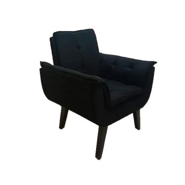 Imagem de Poltrona Decorativa Opala Plus Para Sala De Estar Quarto Escritório Suede Preto Rud House