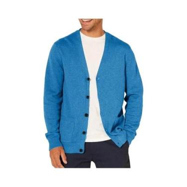 Imagem de Cardigã Masculino Oversized De Lã Com Decote Em V E Manga Longa, Leve 