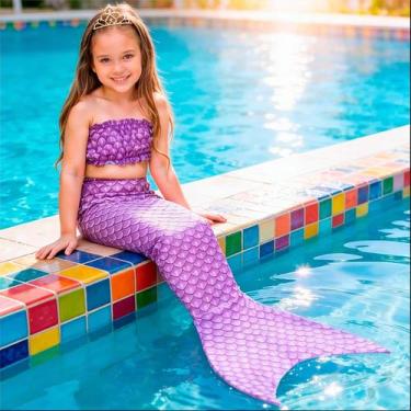 Imagem de Cauda Sereia Com Nadadeira e Top Barato Infantil Dá Para Andar - Fanta