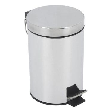 Imagem de Lixeira Banheiro 3l Prata Brilhante Inox 25x16cm Pedal