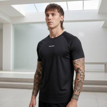 Imagem de Camisa Raglan Dry Fit UV 50 Masculina Secagem Rápida Treino Academia V