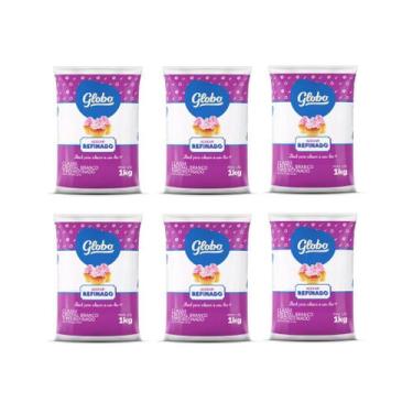 Imagem de Açucar Refinado Globo 1kg - Kit com 6 Unidades