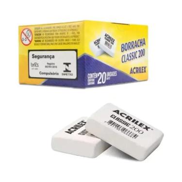 Imagem de Kit Com 20 Borrachas Brancas Classic 200 - Escolar - ACRILEX
