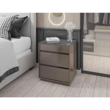 Imagem de Mesa De Cabeceira 3 Gavetas Porta Itens Serena Cinza Perola - Mobiliar