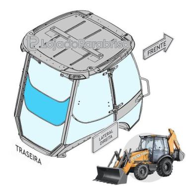 Imagem de Vidro Vigia Traseiro Intermediário para Retroescavadeira Case 580N e M
