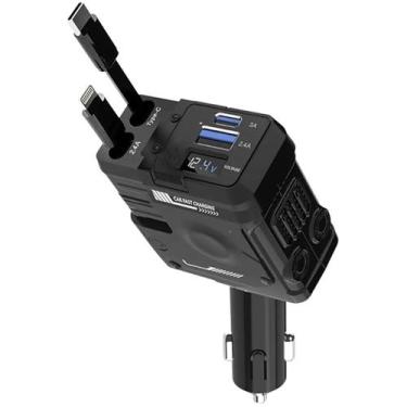 Imagem de Carregador Automotivo Turbo Rapido USB Retratil Carro Caminhao Carreta
