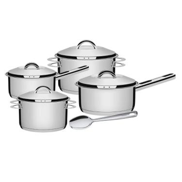 Imagem de Jogo de Panelas Aço Inox Solar 4 Peças e Colher Tramontina