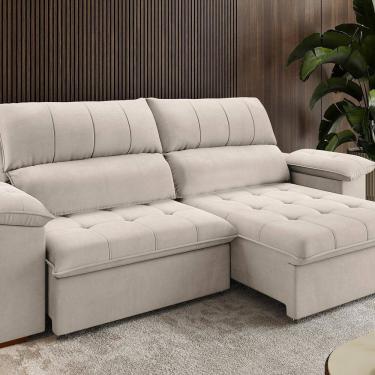 Imagem de Sofa Retrátil e Reclinável Duplo Molejo 2,30m Tolledo Marfim