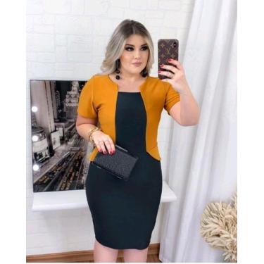 Imagem de Vestido Plus Size Peplum Blazer Moda Feminina Evangélica - Miss FLOWER