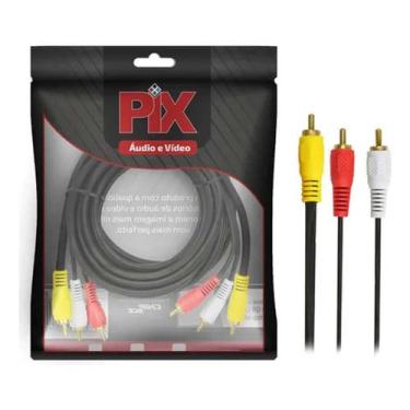Imagem de Cabo De Vídeo 3 Rca x 3 Rca Pix Com Coaxial Central 3 Metros