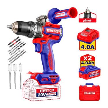 Imagem de Furadeira Impacto Sem Fio Brushless 20v 96nm 13mm Com 2x4.0ah - EMTOP